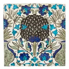 ARTS & CRAFTS PERSIAN 9-INCH TILE, EARLY FULHAM PERIOD, CIRCA 1888 by William De Morgan, 1888, glazed ceramic, sold Apr 2024