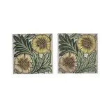 William De Morgan, PAIR OF ARTS & CRAFTS TILES, EARLY FULHAM PERIOD, CIRCA 1888, 1888, glazed ceramic
