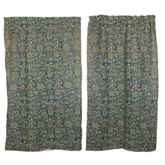 John Henry Dearle, PAIR OF ARTS & CRAFTS 'MILLEFLEURS' PATTERN CURTAINS, CIRCA 1914, 1914, jacquard woven double wool cloth