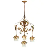 William Arthur Smith Benson, RARE ARTS & CRAFTS CEILING LIGHT, CIRCA 1900, 1900, gilded brass and copper