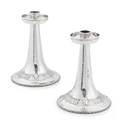 A. E. Jones, MATCHED PAIR OF ARTS & CRAFTS 'WITCHING HOUR' CANDLESTICKS, CIRCA 1912, 1912, silver