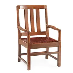 Stanley Webb Davies, ARTS & CRAFTS ARMCHAIR, 1925, 1925, oak with woven leather drop-in seat