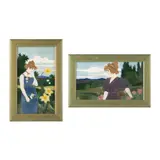 Carl Sigmund Luber, TWO JUGENDSTIL FRAMED PANELS, CIRCA 1900, 1900, glazed earthenware with tube line decoration