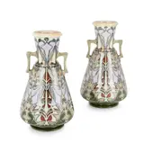 J.W. Mijnlieff, PAIR OF ART NOUVEAU TWIN-HANDLED VASES, CIRCA 1900, 1900, glazed earthenware