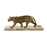 M. Leducq, ART DECO FIGURE OF A PANTHER, CIRCA 1930, 1930, on a marble plinth