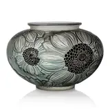 René Lalique, DAHLIAS VASE, NO. 938, black enamelled and blue stained