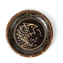 Clive Bowen, Large Bowl, earthenware with slip decoration of a fish