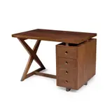 Administrative Desk, design conceived circa 1960 by Pierre Jeanneret, 1960, teak, sold Oct 2023