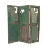 Three Panel Screen by Pierre Jeanneret, painted teak and linen, sold Oct 2023