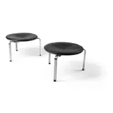 Pair of 'PK33' Stools, 1958/2007 by Poul Kjaerholm, 1958, leather and steel, sold Oct 2023