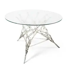 Marcel Wanders, Rare 'Knotted' Table, design conceived 2001, 2001, chromed epoxied rope and glass