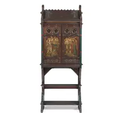 Arthur William Blomfield, SIR ARTHUR WILLIAM BLOMFIELD’S REMEMBRANCE CABINET, CIRCA 1860, 1860, painted and gilded oak
