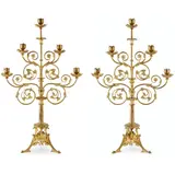 PAIR OF FIVE-LIGHT CANDELABRA, CIRCA 1860 by Eugène Emmanuel Viollet-Le-Duc and Father Arthur Martin, 1860, cast and gilt bronze, sold Oct 2023