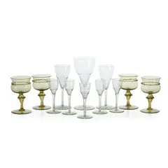Thomas Graham Jackson, GROUP OF DRINKING GLASSES, CIRCA 1906, 1906, green glass