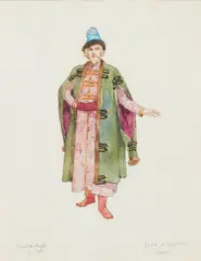 GROUP OF FOUR COSTUME DESIGNS FOR BORIS GODOUNOV, 1912 by Dorothy Carleton Smyth, 1912, sold Oct 2023