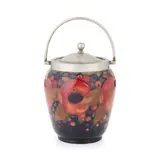 William Moorcroft, 'POMEGRANATE' PATTERN BISCUIT BARREL & COVER, CIRCA 1920