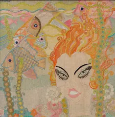 Nina Miller Davidson, 'A LITTLE MERMAID', EMBROIDERED APPLIQUÉ PANEL, CIRCA 1930, 1930, wool threads and applied fabrics