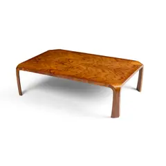 Saburo Inui, Zataku Coffee Table, designed 1959, 1959, Japanese elm (zelkova) plywood and bleached Indian rosewood