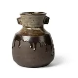 Janet Leach, Vase with Lugs, stoneware with speckled and dripped glaze