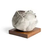 Carlo Zauli, The Birth of a Sphere, 1980s, grey-glazed ceramic on wood square base