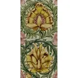 TWO-TILE PANEL, CIRCA 1890 by William De Morgan, 1890, glazed earthenware, sold Apr 2023