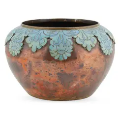 Clement Heaton, ARTS & CRAFTS JARDINIERE, CIRCA 1890, 1890, copper with applied cloisonné decoration