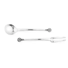 Edward Spencer, ARTS & CRAFTS PRESERVE SPOON & PICKLE FORK, LONDON 1913, 1913, silver