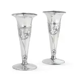 Archibald Knox, PAIR OF FLOWER VASES, BIRMINGHAM 1909, 1909, silver