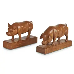 Stan ‘Woodpecker’ Dodds, CARVED BOAR AND SOW, CIRCA 1970, 1970, oak