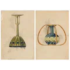John Wadsworth, TWO ORIGINAL DESIGNS FOR MINTON SECESSIONIST VASES, CIRCA 1901, 1901