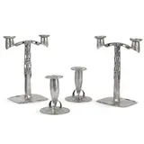 Archibald Knox, PAIR OF CANDELABRA, CIRCA 1904, 1904, pewter
