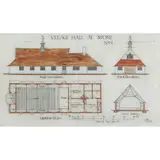 Clough Williams-Ellis, PLAN AND ELEVATION FOR VILLAGE HALL AT STONE NO.1, 1909, 1909