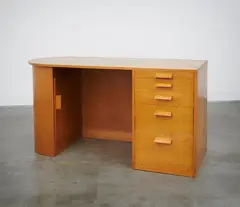 D-End Desk, 1934 by Gerald Summers, 1934, birch plywood, sold Oct 2022