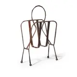 Jacques Adnet, Magazine Stand, 1950s, pony hide and steel