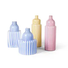 Four 'Berito' Vases, 1991-2 by Alessandro Mendini, 1991, white striped glass, sold Oct 2022