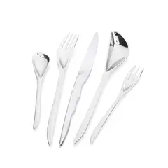 Six Five-Piece 'Zaha' Cutlery Sets, designed 2007 by Zaha Hadid, 2007, stainless steel, sold Oct 2022