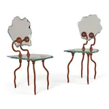 Danny Lane, Pair of 'Etruscan' Chairs, rust finished mild steel legs