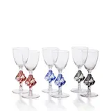 René Lalique, SIX WILLIAMS GLASSES, NO. 3762, clear and enamelled