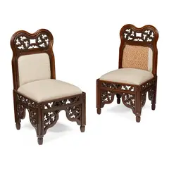 Lewis Nockalls Cottingham, PAIR OF GOTHIC REVIVAL SIDE CHAIRS, CIRCA 1840, 1840, oak with later upholstered backs and drop-in seats