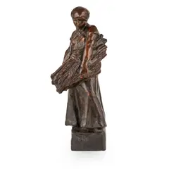 Reginald Fairfax Wells, GIRL GATHERING WOOD, bronze