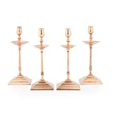 TWO PAIRS OF ARTS & CRAFTS CANDLESTICKS, CIRCA 1900 by William Arthur Smith Benson, 1900, copper, sold Oct 2022