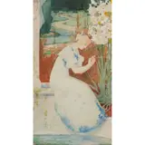 Léon-Victor Solon, SEATED LADY TENDING FLOWERS