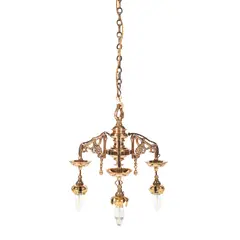 Robert Lorimer, ARTS & CRAFTS THREE-BRANCH CHANDELIER, CIRCA 1900, 1900, polished and cast brass alloy