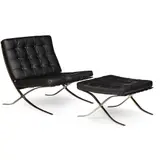 'BARCELONA' CHAIR & OTTOMAN, DESIGNED 1929, MODERN by Ludwig Mies van der Rohe, 1929, chrome and leather, sold Oct 2022