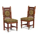 Henry William Batley, PAIR OF AESTHETIC MOVEMENT SIDE CHAIRS, CIRCA 1870, 1870, walnut