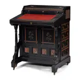 Bruce J. Talbert, AESTHETIC MOVEMENT DAVENPORT DESK, CIRCA 1870, 1870, tooled leather skiver and brass fittings