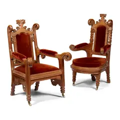 William White, TWO GOTHIC REVIVAL ARMCHAIRS, CIRCA 1860, 1860, oak