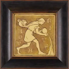 William Burges, ‘AQUARIUS’, FRAMED ZODIAC TILE, CIRCA 1880, 1880, painted and glazed earthenware