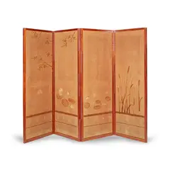 Lewis Foreman Day, AESTHETIC MOVEMENT FOUR-FOLD SCREEN, CIRCA 1880, 1880, mahogany with leather hinges