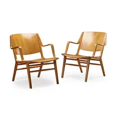 Peter Hvidt, Two AX Chairs, designed 1947, 1947, beech and teak moulded plywood